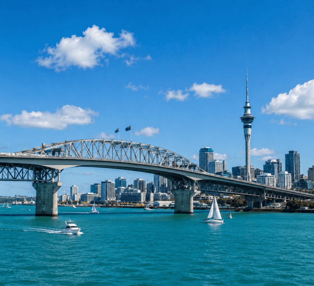 Auckland Harbour Bridge and city skyline